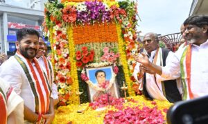 CM Revanth Uncovers Rajiv Statue Amid Clash