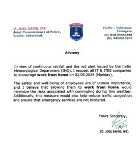 Hyderabad Rains Work From Home Advisory